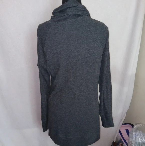 Eddie Bauer Tunic Sweater Women's Size M Gray Cowl Neck Waffle Knit Long Sleeve - Picture 10 of 12